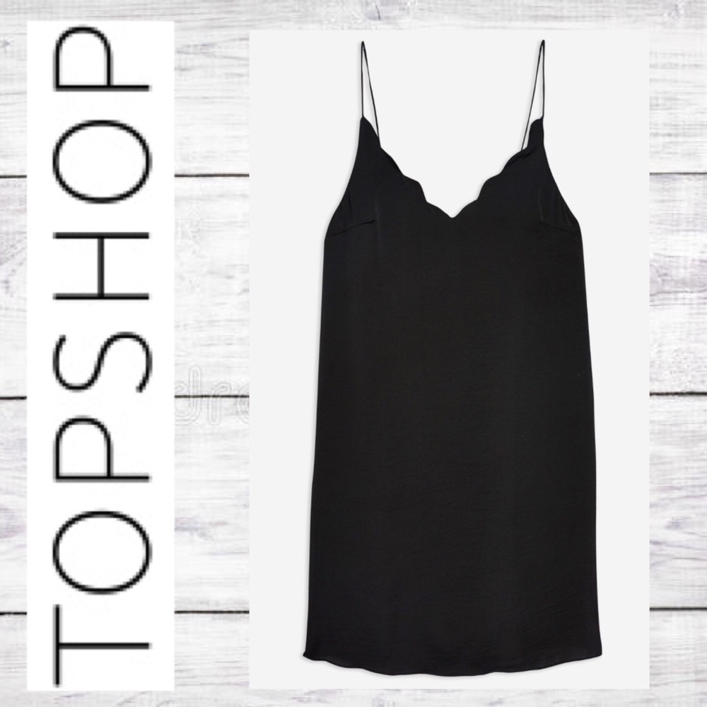 NWT Topshop Scalloped V-Neck Mini Slip Dress